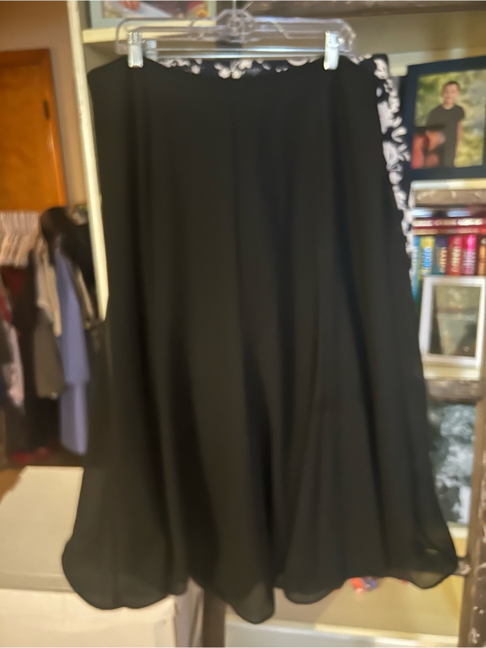 Elementz Black Maxi Dress with White Floral Trim